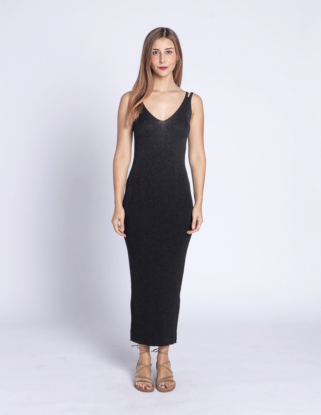 Comprar Vestido Punto Tirantes Negro Charlie Desires En Sommes Demode