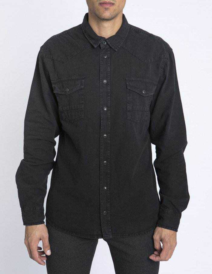 camisa vaquera negra hombre