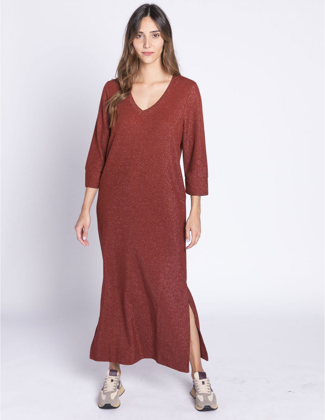 Vestido largo marron hot sale