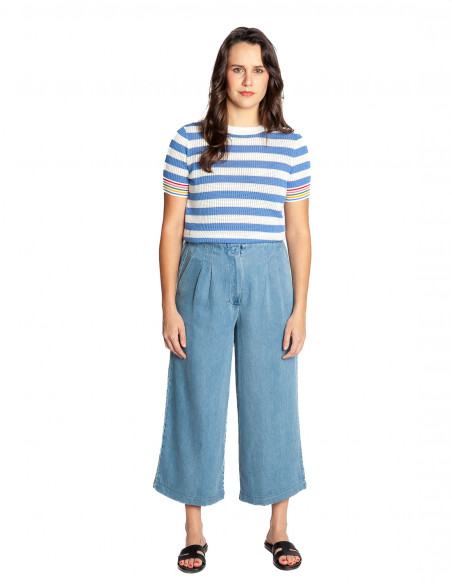 pantalon culotte denim azul claro pepa loves sommes demode zaragoza